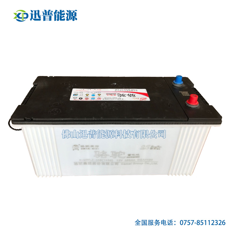骆驼电瓶12V200Ah圆柱锥型端子 6-QWLZ-200(1100)免维护汽车蓄电池