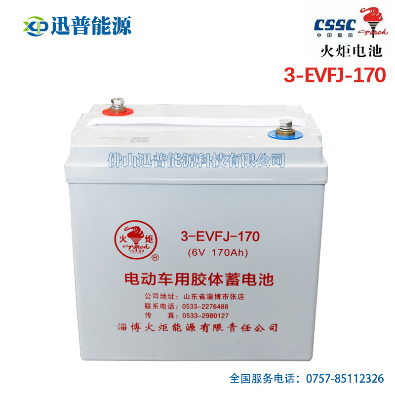 火炬电池3-EVFJ-170 6V170Ah游览观光车电瓶 免维护电动车胶体蓄电池